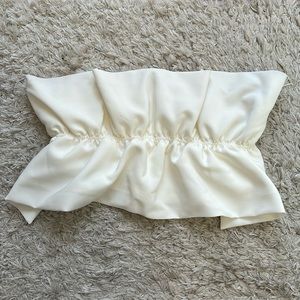 Pearly White Ribbon Strapless Top